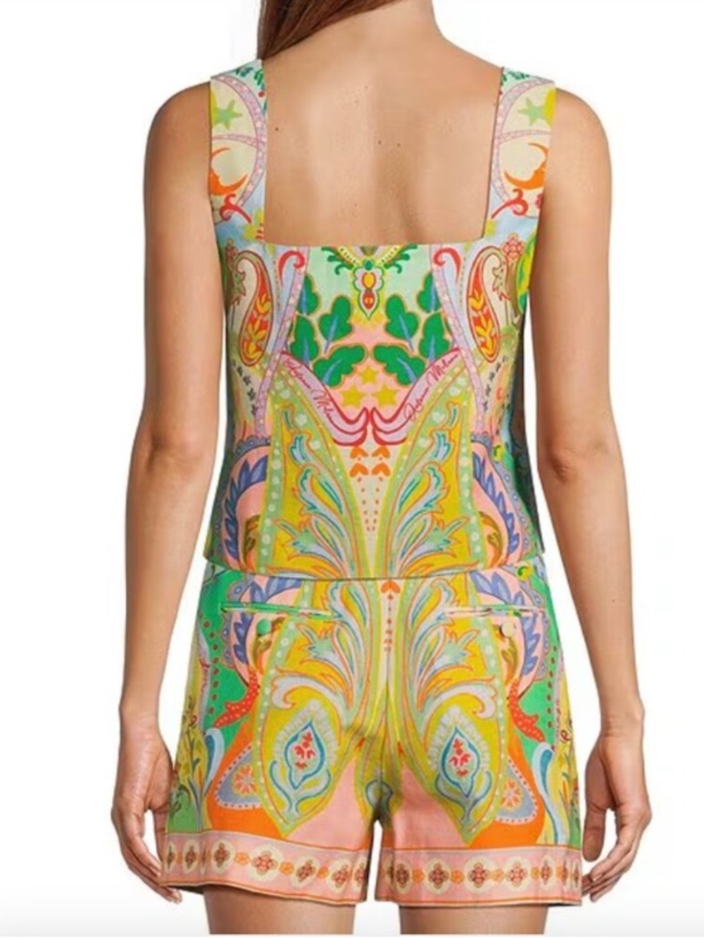 ANTONIO MELANI Brooks Bright Colorful Paisley Print Linen Cotton Shorts - Picture 3 of 9